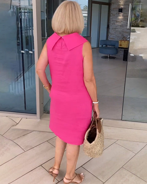 Liora – Elegant linnedkjole med detaljeret krave